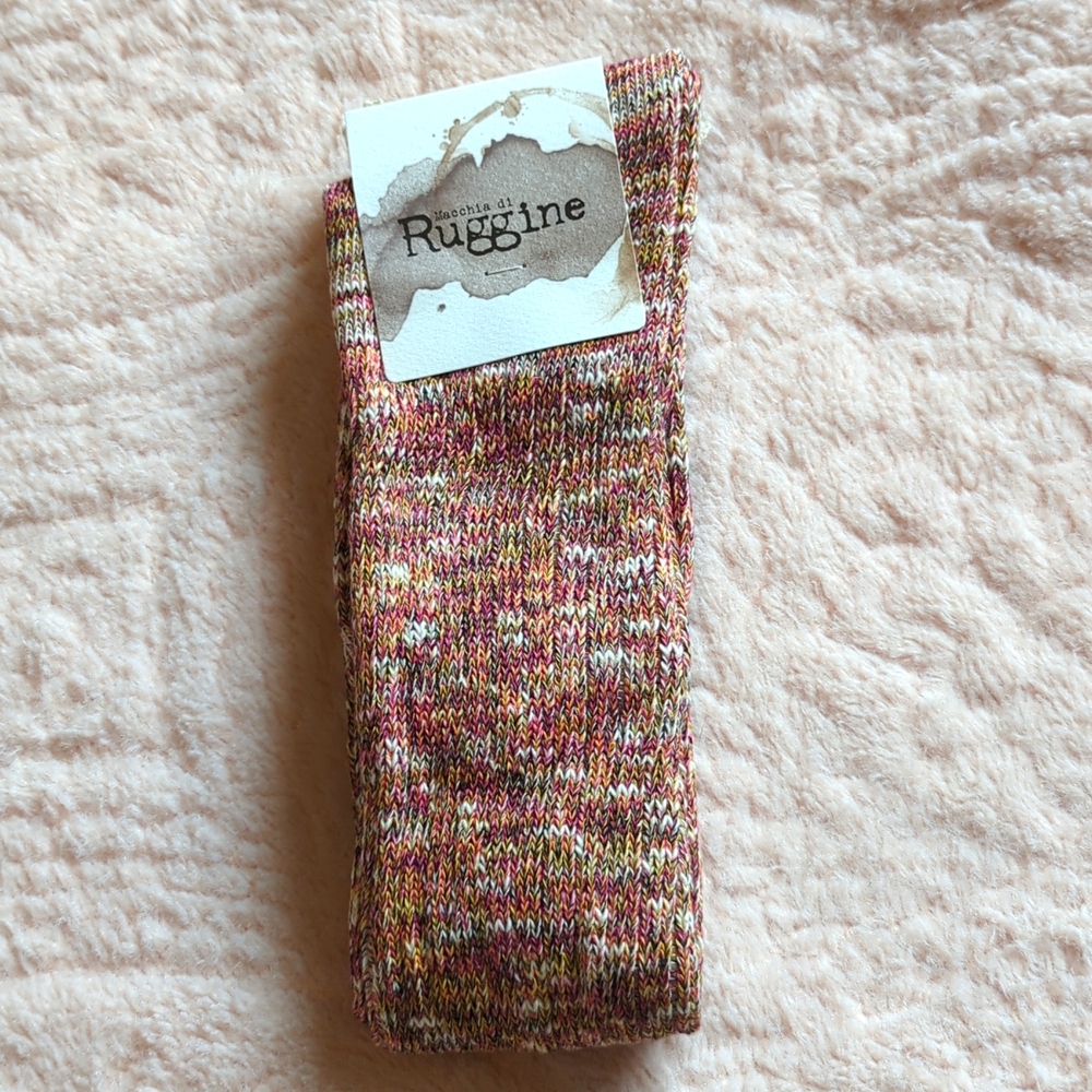 Stocking Stuffer! Beautiful Burgundy Socks w/Dainty Cream Trim - Picture 5 of 15